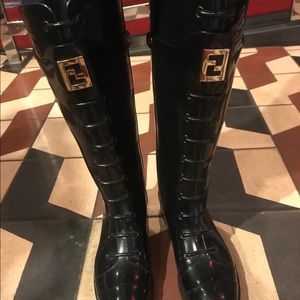 Fendi Women’s Black Rubber Rain boots (runs small)